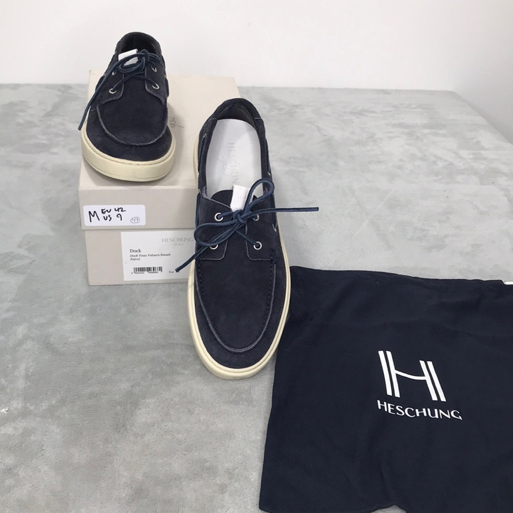 Heschung 1934 Navy Blue Men's Dock Shoes New in Box Size 9